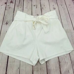 Windsor Womens Bow Tie High Wast Paper Bag Shorts Ivory Size XL